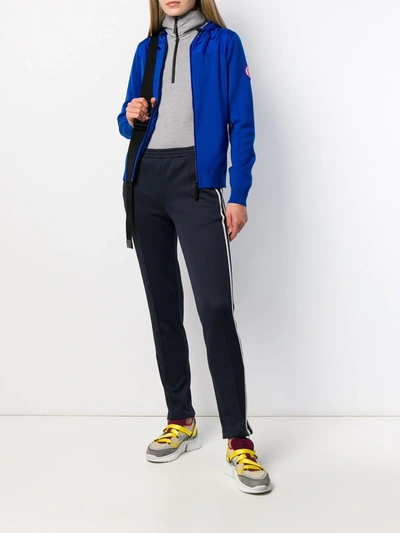 Shop Canada Goose Zipped Hooded Cardigan In Blue