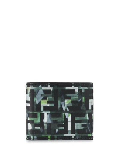 Shop Fendi Camouflage Ff Print Bi-fold Wallet In Black