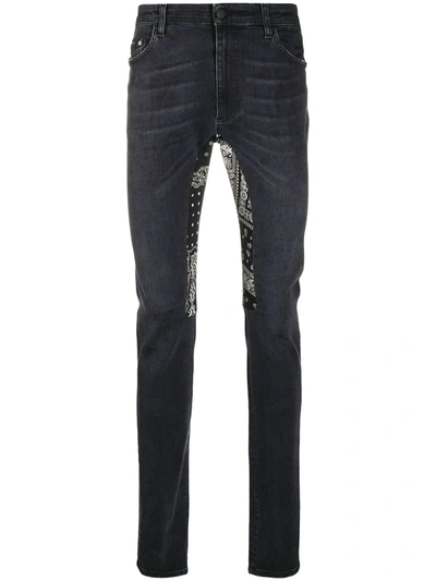 Bandana Detail Skinny-fit Jeans In Nero