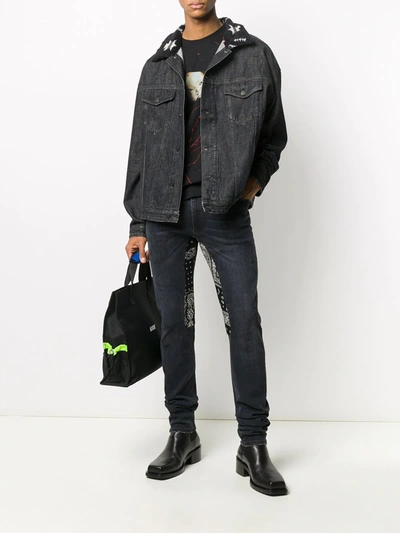 Shop Alchemist Bandana Detail Skinny-fit Jeans In Black