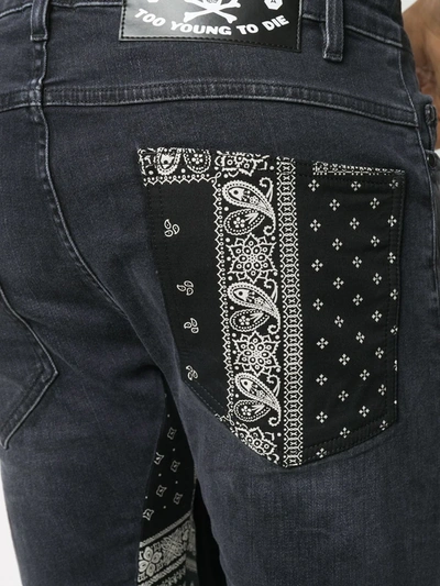 Shop Alchemist Bandana Detail Skinny-fit Jeans In Black