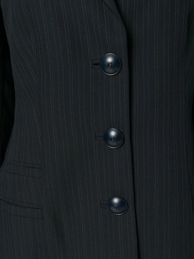 Pre-owned Versace 1990s Pinstriped Single-breasted Blazer In Black