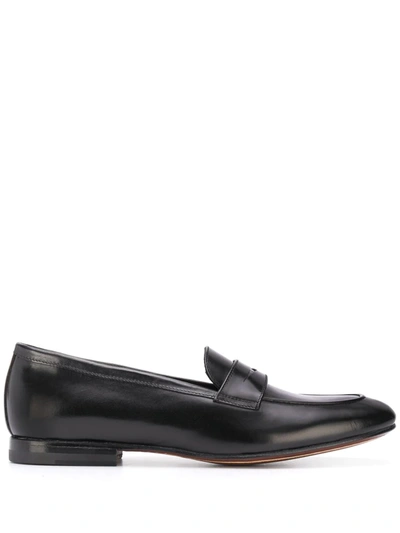 Shop Scarosso Valeria Almond Toe Loafers In Black