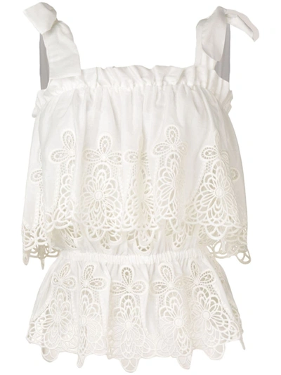 Shop Dolce & Gabbana Intaglio Embroidered Top In White