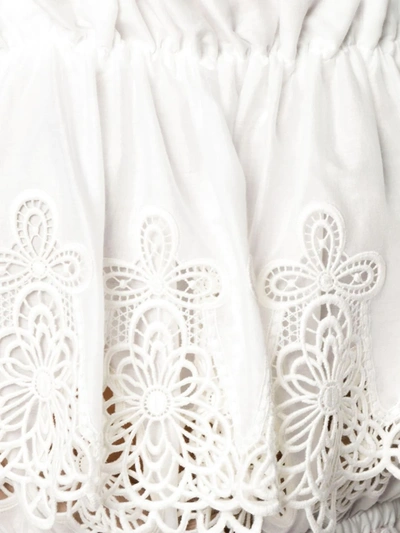 Dolce & Gabbana Tie-shoulder Broderie-anglais Cotton-blend Top In White