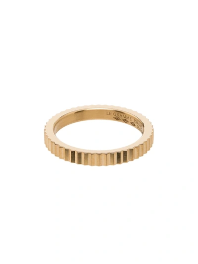 Shop Le Gramme 18kt Yellow Gold Single Guilloche Ring