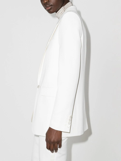 Saint Laurent White Tuxedo Jacket In Grain De Poudre In Neutrals