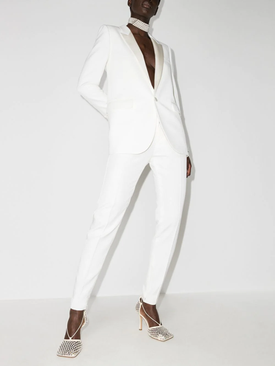 Saint Laurent White Tuxedo Jacket In Grain De Poudre In Neutrals