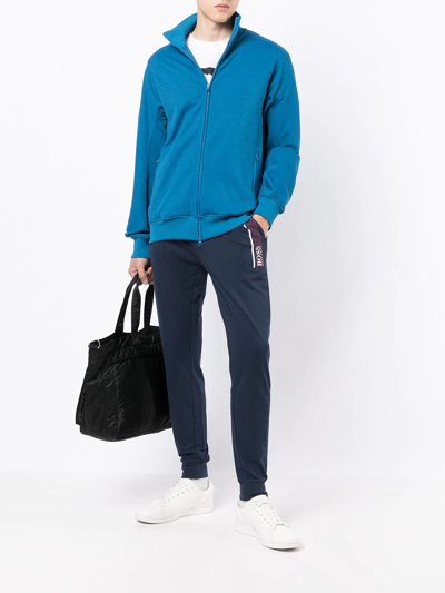 Shop Hugo Boss Slim-fit Cotton Track Pants In Blau