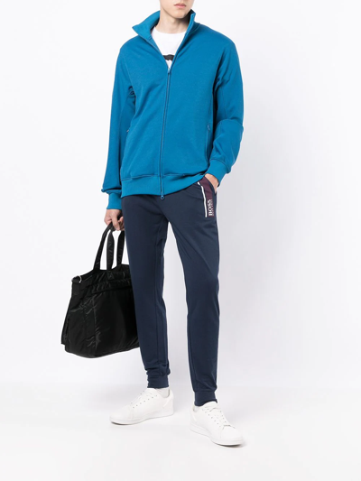 Hugo Boss Slim-fit Cotton Track Pants In Blau