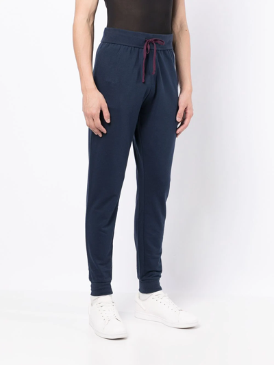 Hugo Boss Slim-fit Cotton Track Pants In Blau
