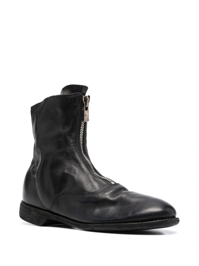 Shop Guidi Leather Zip-front Ankle Boots In Black