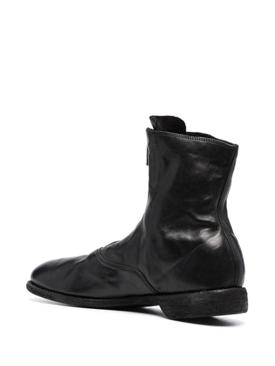 Shop Guidi Leather Zip-front Ankle Boots In Black