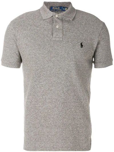 Shop Polo Ralph Lauren Logo-embroidered Polo Shirt In Grey