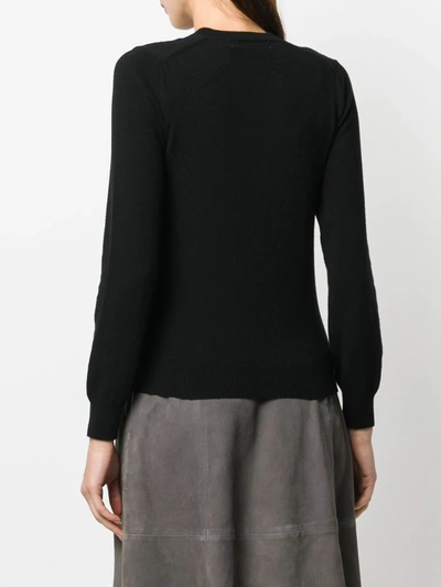 Shop Comme Des Garçons Play Long Sleeve V-neck Sweater In Black
