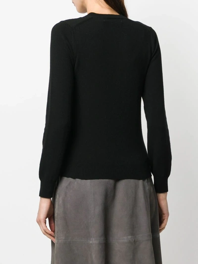 Comme Des Garçons Play Heart-patch V-neck Wool Sweater In Black