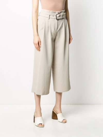 Shop Michael Michael Kors Cropped Belted Trousers In Neutrals