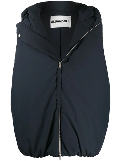 Shop Jil Sander Oversized Hooded Gilet In Blue