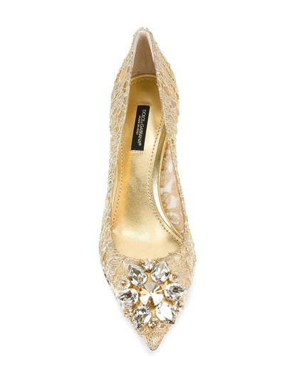 Dolce & Gabbana Rainbow Lace 60mm Brooch-detail Pumps In Metallic