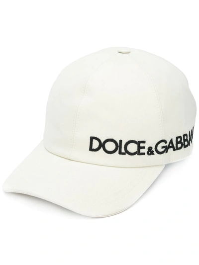 Shop Dolce & Gabbana Logo Print Cap In Neutrals