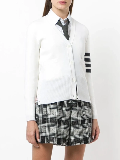 Thom Browne Milano Stitch V-neck Merino Cardigan In White