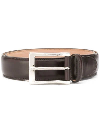 Shop Scarosso Classic Square Buckle Belt In Brown