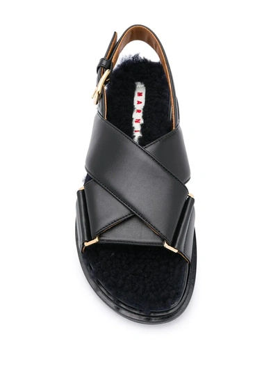 Shop Marni Fussbett Criss-cross Sandals In Black