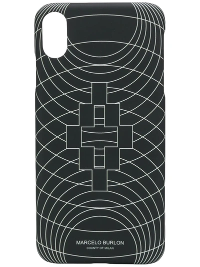 Shop Marcelo Burlon County Of Milan Wireframe-print Iphone Xs Max Case In Black