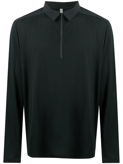 Shop Veilance Long-sleeve Polo Shirt In Black