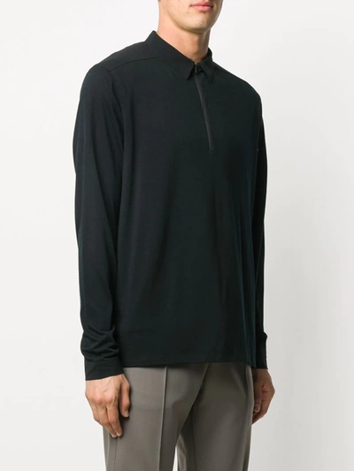 Shop Veilance Long-sleeve Polo Shirt In Black