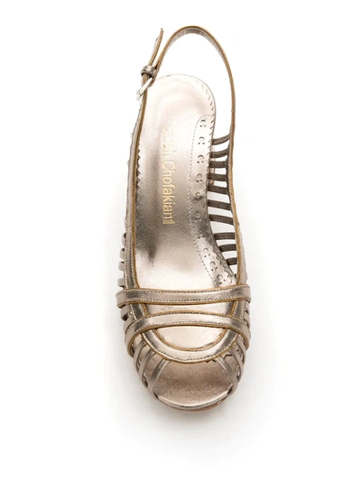 Shop Sarah Chofakian Leather Jezz Sandals In Gold