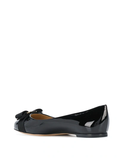 SALVATORE FERRAGAMO VARINA BOW BALLERINA SHOES - 黑色