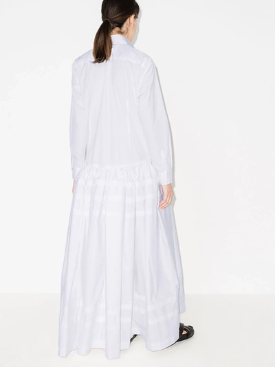 Shop Rosie Assoulin Pleated Long Shirtdress In White