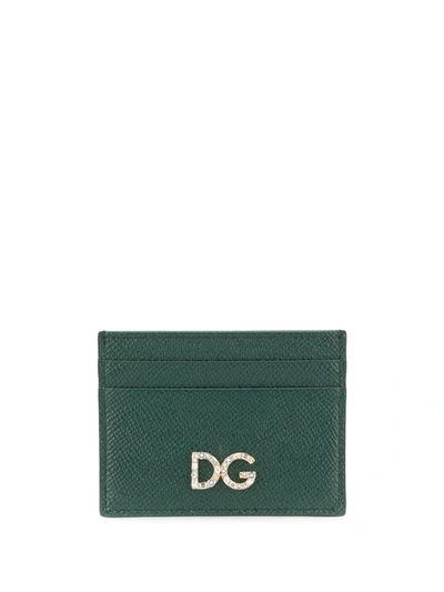 Shop Dolce & Gabbana Logo Plaque Card Holder In Green