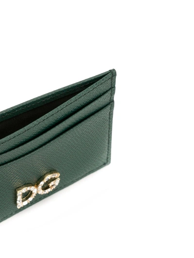 Shop Dolce & Gabbana Logo Plaque Card Holder In Green