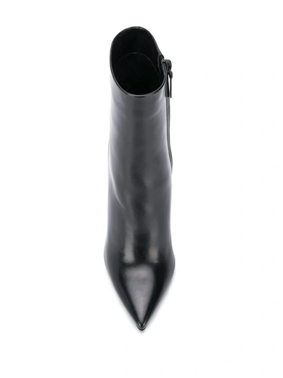 Saint Laurent Opyum Leather Pointy-toe Ankle Boots In Black