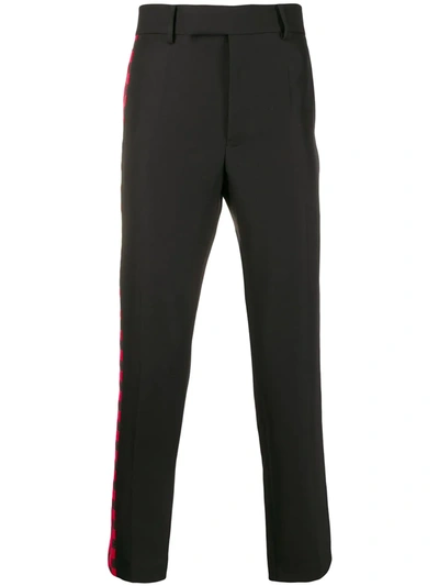 Shop Haider Ackermann Side Checked Trousers In Black