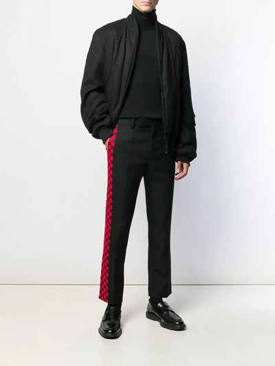 Shop Haider Ackermann Side Checked Trousers In Black