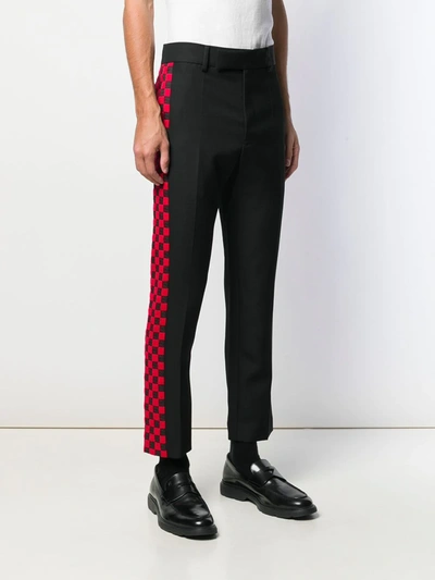 Shop Haider Ackermann Side Checked Trousers In Black