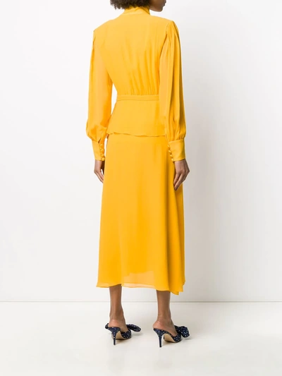 Shop Alessandra Rich Layered Pleated Dress In Yellow