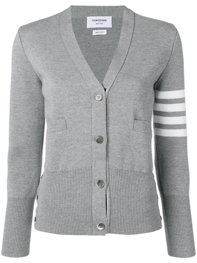 Thom Browne Grey 4-bar Stripe Knit Cardigan In Grey