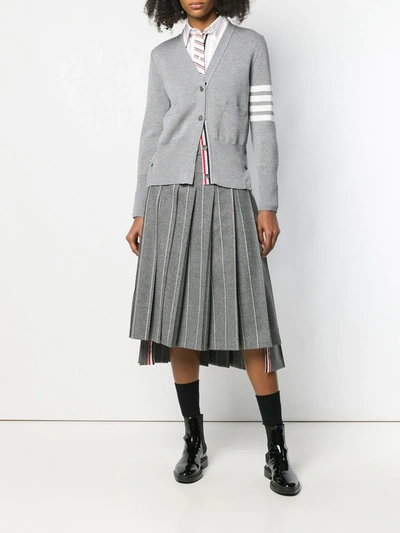 Thom Browne Grey 4-bar Stripe Knit Cardigan In Grey