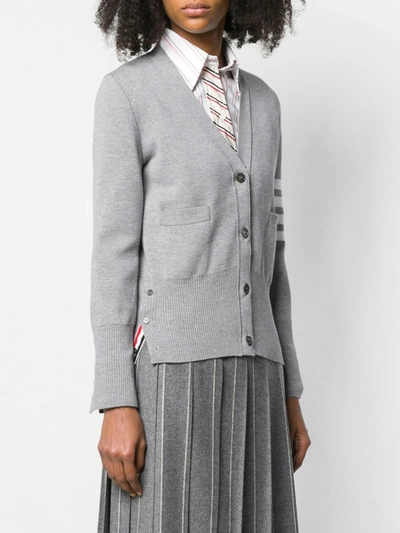 Thom Browne Grey 4-bar Stripe Knit Cardigan In Grey