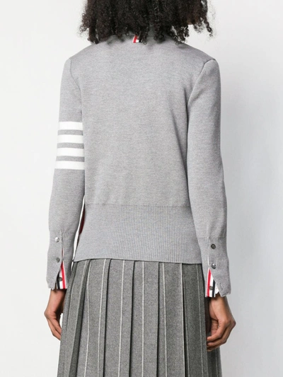Thom Browne Grey 4-bar Stripe Knit Cardigan In Grey