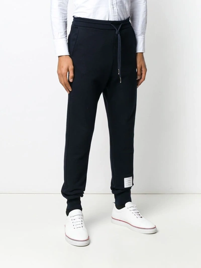 Thom Browne Tapered Grosgrain-trimmed Loopback Cotton-jersey Sweatpants In Blue