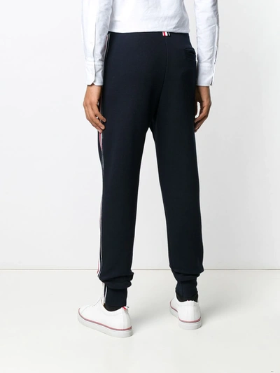 Thom Browne Tapered Grosgrain-trimmed Loopback Cotton-jersey Sweatpants In Blue