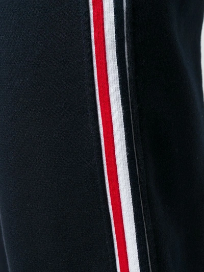 Thom Browne Tapered Grosgrain-trimmed Loopback Cotton-jersey Sweatpants In Blue