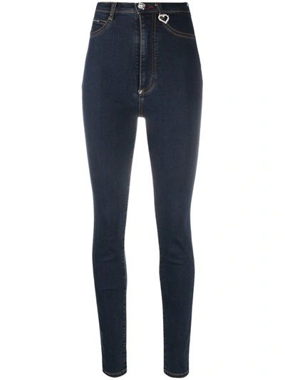 Shop Philipp Plein Super High Rise Jeggings In Blue