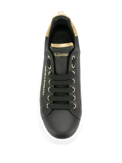Shop Dolce & Gabbana Portofino Logo-tag Leather Sneakers In Black