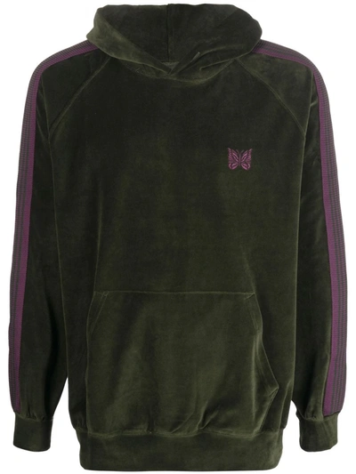 Needles Green Velour Track Hoodie In Grün